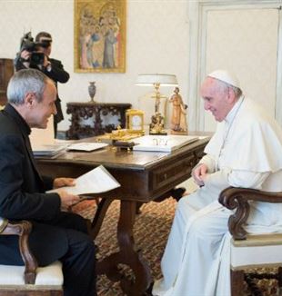 Carrón in udienza da papa Francesco nel 2018